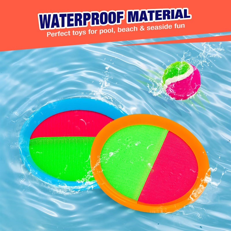 Qrooper Kids Outdoor Toys - Toss and Catch Game Set, Outside Yard Camping Beach Pool Toys Games for Boys Girls 3 4 5 6 7 8 9 10 Year Old, 4 Paddles 4 Balls (Blue+Orange) - Image 4